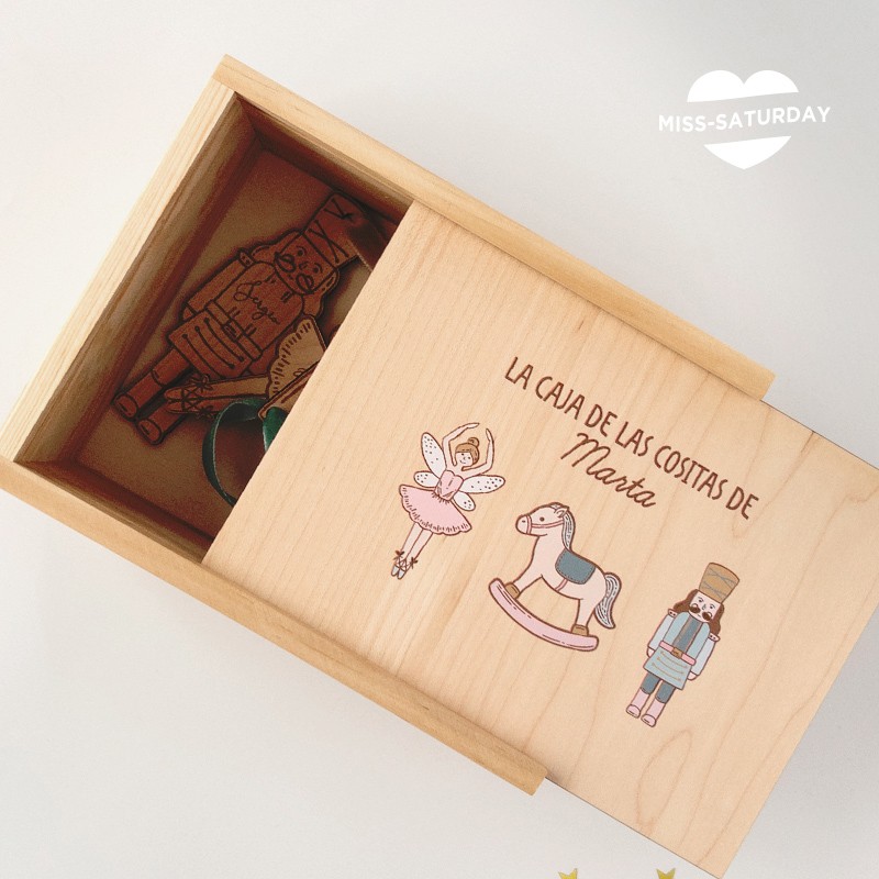 Caja de madera Cascanueces abierta